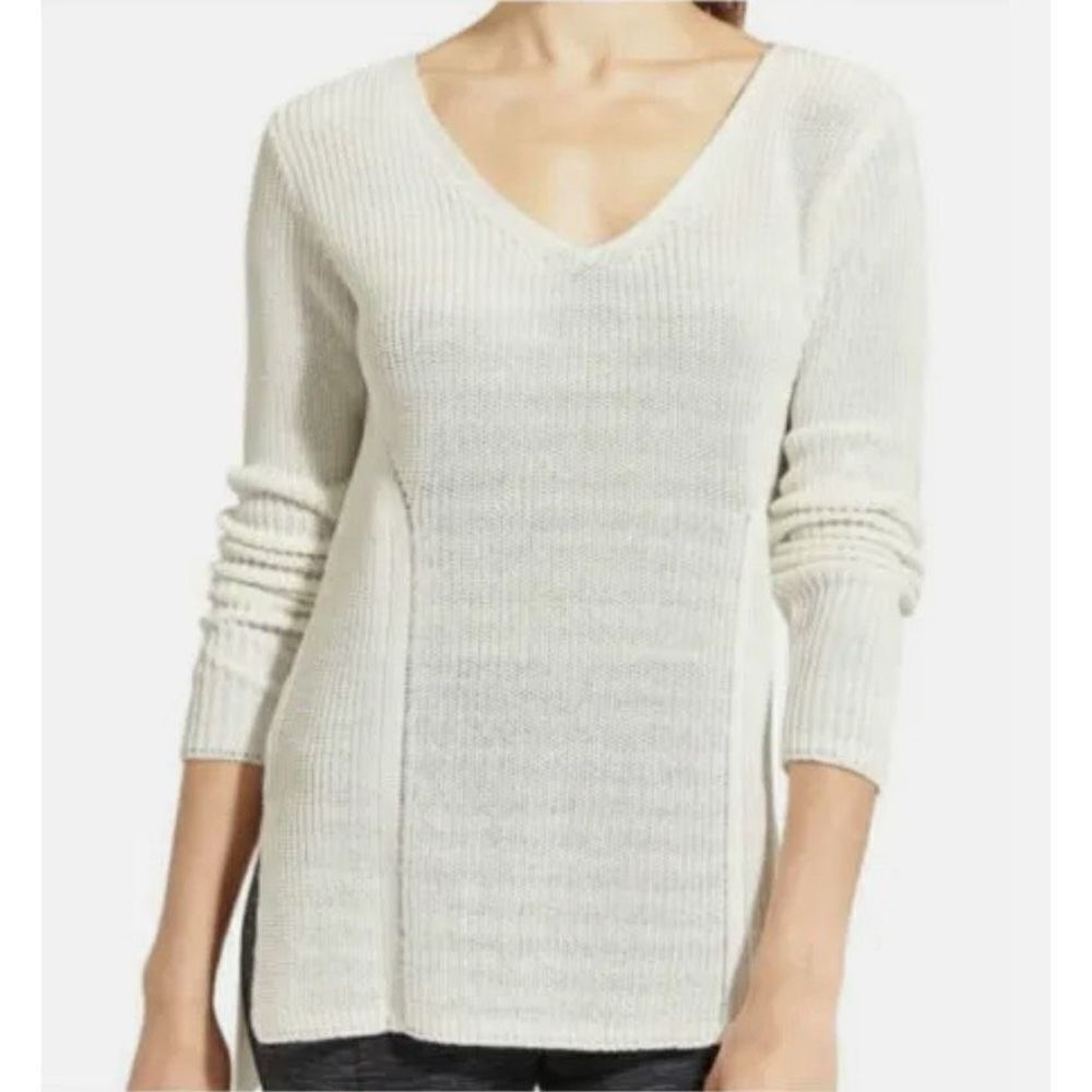 ATHLETA Highline Sweater Tunic Long Sleeve White V-Neck Size XS